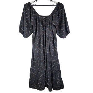 Women's Black City Chic Maxi Dress Emma Carnival Polka Dot Puff Sleeves M / 18